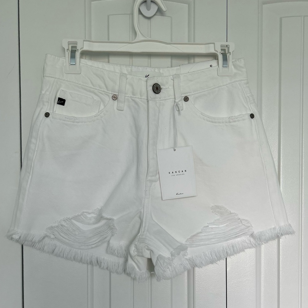 KanCan The Bailey 2.0 White Highrise Shorts- Size Small